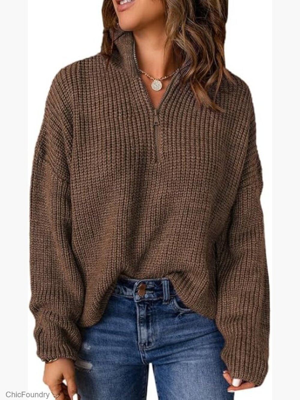 Long Sleeve 1/4 Zip Pullover Sweater V Neck Casual Tops Ultra Soft Fabric
